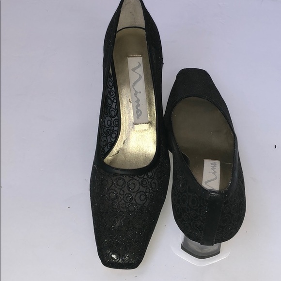 NWOB Nina Evening Shoes color black w glitter. 7M - Picture 2 of 8